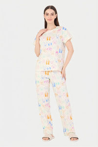 Sweet Dreams Animal Printed Pyjama Set - Swan White — thumbnail 1